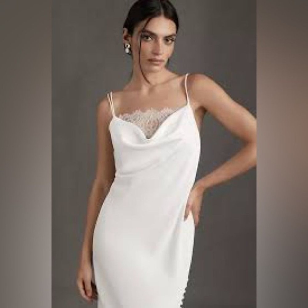 NWT Sachin & Babi Dylan Ivory Satin Lace Midi Dress Bridal Cocktail -‎ 6